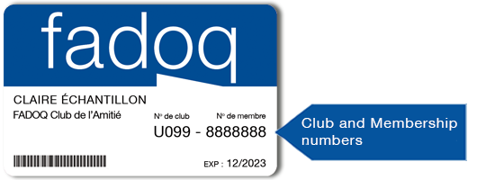 Cartes FADOQ avec no club-membre anglais