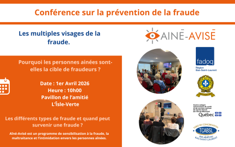 Conférence :  Aîné - Avisé Les multiples visages de la fraude