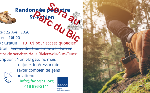 Randonnée pédestre PArc du Bic