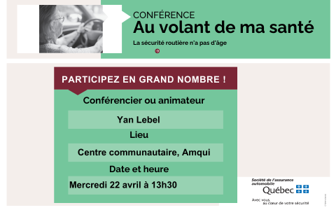 Conférence : Au volant de ma santé - Amqui