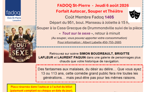 Souper et théâtre - Club FADOQ St-Pierre (Joliette)