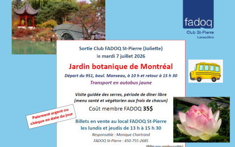 Visite du Jardin Botanique - Club FADOQ St-Pierre (Joliette)