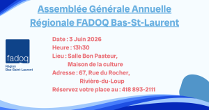 Assemblée Générale Annuelle Régionale – Bas-St-Laurent