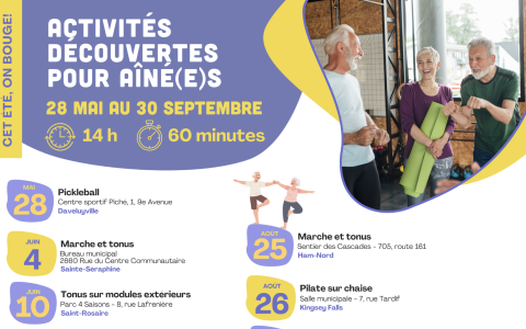 Activités découvertes pour aîné(e)s – Bougez tout l’été!