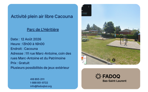 Activité de plein air libre à Cacouna