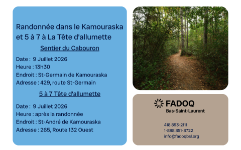 Randonnée pédestre et Tête d'allumette au Kamouraska