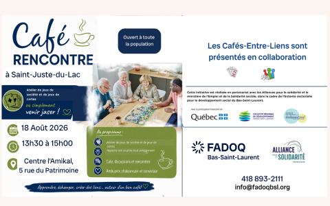 Café rencontre Entre-Liens - St-Juste-du-Lac