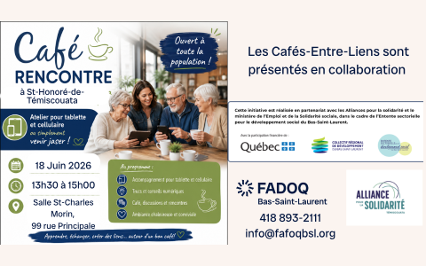 Café rencontre Entre-Liens - Saint-Honoré-de-Témiscouata