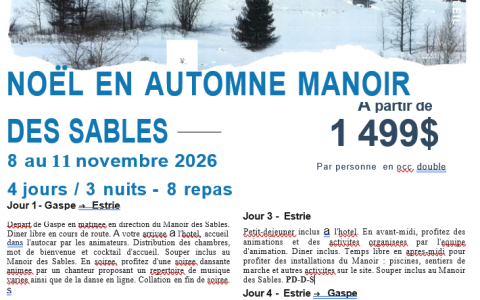 Noël en automne au Manoir des Sables : une escapade festive à ne pas manquer!