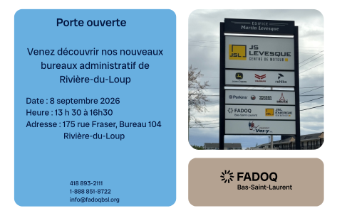 Porte ouverte - Bureau Rivière-du-Loup