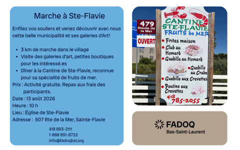 Marche à Sainte-Flavie – 13 août 2026