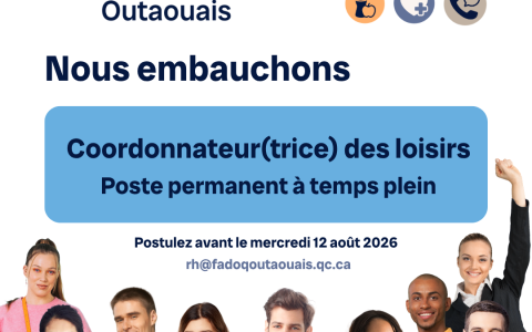 Offre d'emploi : Coordonnateur(trice) des loisirs à la FADOQ Outaouais