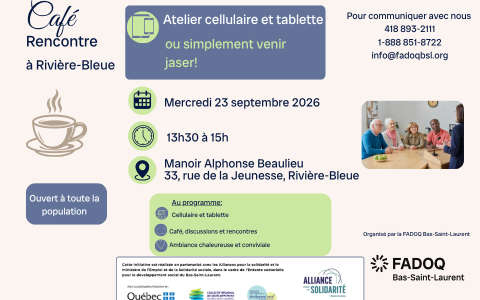Café-rencontre Entre-Liens - Rivière-Bleue - Tablette et cellulaire