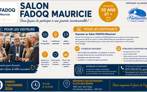 LE SALON FADOQ MAURICIE EST DE RETOUR! 📅 Samedi 7 novembre 2026