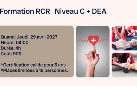 Formation RCR Ambulance St-Jean RCR – Niveau C et défibrillation externe automatisée (DEA)