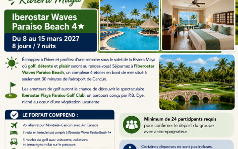 Voyage de golf au Mexique – Riviera Maya. Échappez à l’hiver